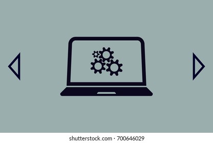 setting parameters, laptop icon, vector illustration. Flat design style