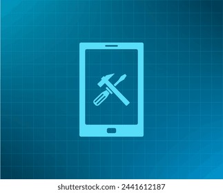 Einstellen von Parametern, Handy-Symbol, Vektorgrafik. Flacher Designstil