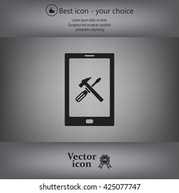 setting parameters, mobile smartphone icon, vector illustration. Flat design style