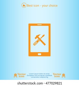 setting parameters, mobile smartphone icon, vector illustration. Flat design style