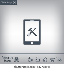 setting parameters, mobile smartphone icon vector illustration. Flat design style