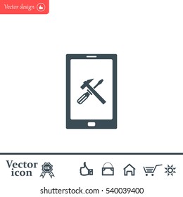 setting parameters, mobile smartphone icon, vector illustration. Flat design style