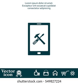 setting parameters, mobile smartphone icon, vector illustration. Flat design style