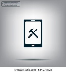 setting parameters, mobile smartphone icon, vector illustration. Flat design style