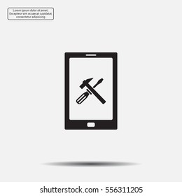 setting parameters, mobile smartphone icon, vector illustration. Flat design style