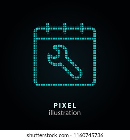 Setting - pixel icon. Vector Illustration. Design logo element. Isolated on black background. It is easy to change to any color.