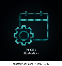 Setting - pixel icon. Vector Illustration. Design logo element. Isolated on black background. It is easy to change to any color.