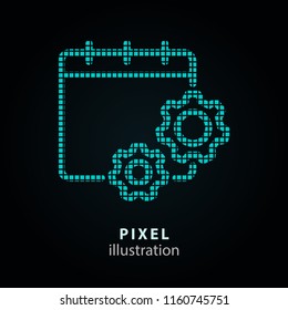 Setting - pixel icon. Vector Illustration. Design logo element. Isolated on black background. It is easy to change to any color.