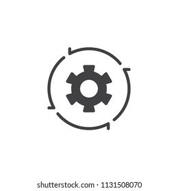 Setting preference vector icon. filled flat sign for mobile concept and web design. Gear and arrows simple solid icon. Symbol, logo illustration. Pixel perfect vector graphics