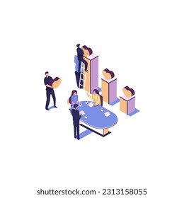 setting priorities flat style isometric vector illustration design