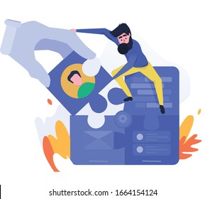 Setting profiles or setting up your profile or settings or edit profile or edit in flat illustration style