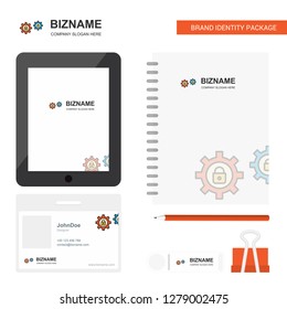 Setting protected Business Logo, Tab App, Diary PVC Employee Card and USB Brand Stationary Package Design Vector Template
