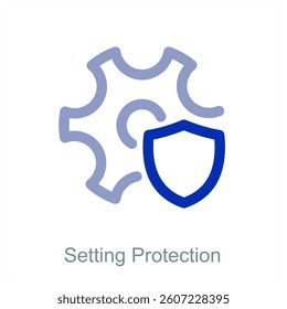 Setting Protection and configuration icon concept