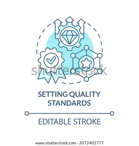 Setting quality standarts blue concept icon. Performance control. Service guarantee. Brand planning abstract idea thin line illustration. Vector isolated outline color drawing. Editable stroke