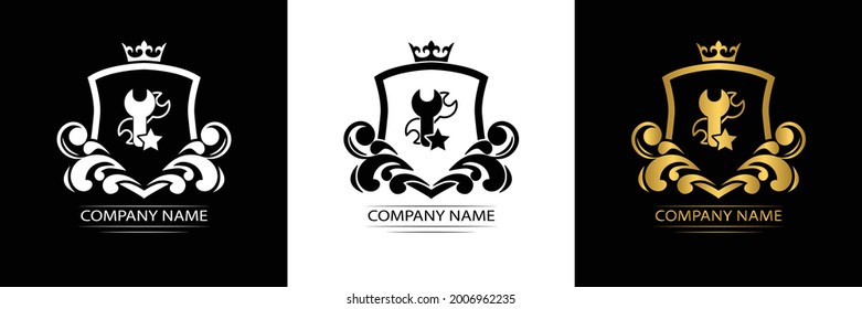 setting, repair logo template luxury royal vector service  company  decorative emblem with crown  