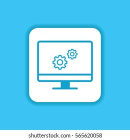 Setting Service Icon with Computer Symbol. Use for Mobile, Web and Everything