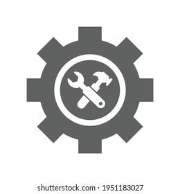Setting, service tools, configuration, gear icon. Gray vector graphics.