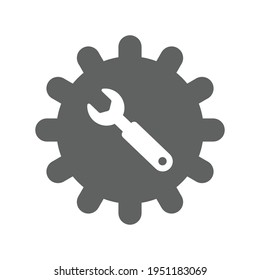 Setting, service tools, gear icon. Gray color vector graphics.