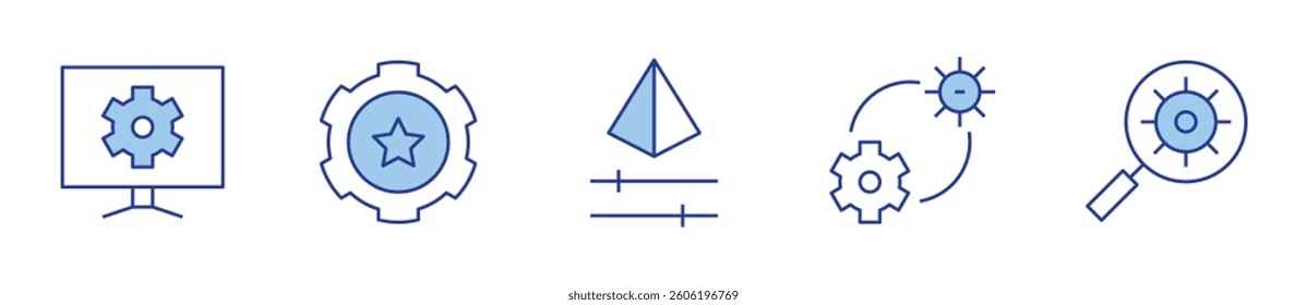 setting, settings. Settings Icon vector illustration. Line Duotone style. Editable stroke.