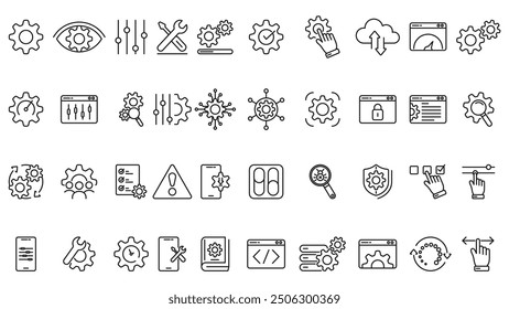 setting setup icon line collection vector design in trendy style