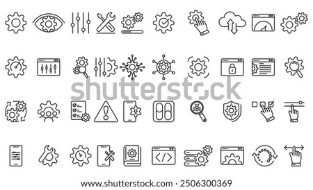 setting setup icon line collection vector design in trendy style