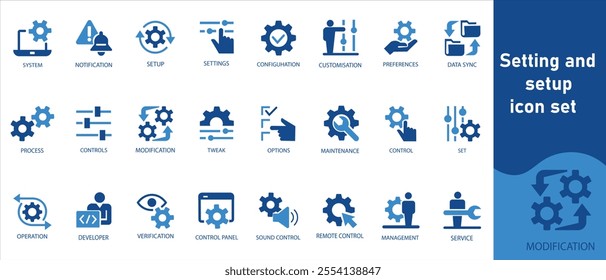 Setting and setup icon set, wireless, maintenance, knob, spanner, technical, arrow, customization, line, part, icon, mechanic, sign, mechanical, industry, pictogram and more