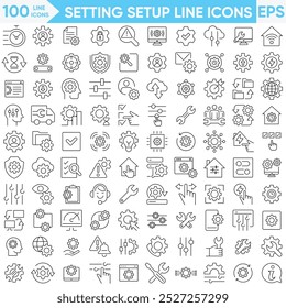 Definição Do Conjunto De Ícones De Linha De Configuração Vetor E Illustrator