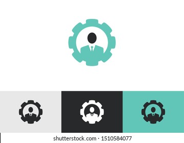 Setting sign with man icon - vector sign symbol