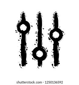 setting. simple icon. Black ink with splashes on white background