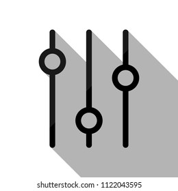 setting. simple icon. Black object with long shadow on white background