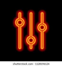 setting. simple icon. Orange neon style on black background. Light icon