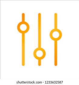 setting. simple icon. Orange sign with low light on white background