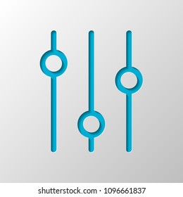 setting. simple icon. Paper design. Cutted symbol with shadow