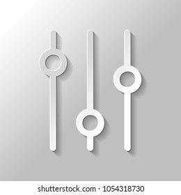 setting. simple icon. Paper style with shadow on gray background