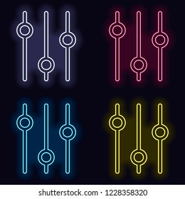 setting. simple icon. Set of fashion neon sign. Casino style on dark background. Seamless pattern