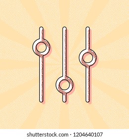 setting. simple icon. Vintage retro typography with offset printing effect. Dots poster with comics pop art background