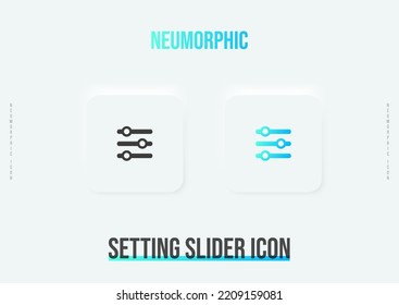 Setting slider trendy neumorphic icon in solid and gradient color 