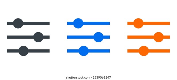 setting sliders icon set with various colors