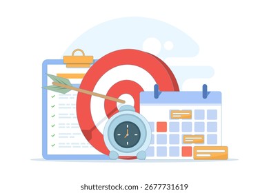 setting SMART goals concept. Defining targets, management planning, and business coaching for success in life and work, emphasizing teamwork, organization, and strategic goal achievement.