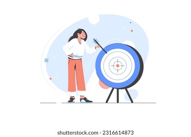 Establecer el concepto de objetivos inteligentes para el éxito en la ilustración de los vectores de vida y negocios. Gestión, definición de perspectiva, orientación de objetivo. organización de trabajo en equipo. entrenador de negocios