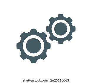 Ícone de configuração ou roda giratória. O design simboliza máquinas, engenharia, trabalho em equipe e processo técnico de design vetorial e ilustração.

