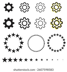 Setting And Star icon set vector