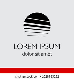 Setting sun for company logo on gray background