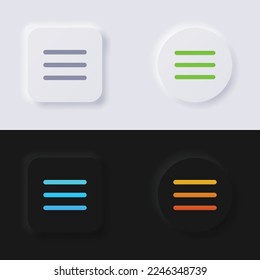 Setting symbol or Control icon set, Multicolor neumorphism button soft UI Design for Web design, Application UI and more, Button, Vector.