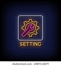 setting symbol neon sign vector