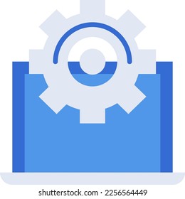 Setting technology icon with blue duotone style. Computing, diagram, download, file, folder, graph, laptop . Vector illustration