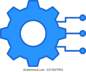 Setting technology icon with blue outline style. Concept, digital, data, abstract, network, internet, tech. Vector Illustration