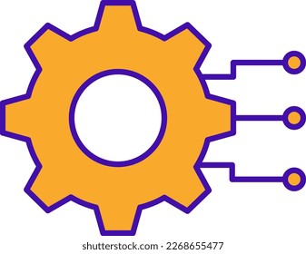 Setting technology icon with orange purple outline style. Concept, digital, data, abstract, network, internet, tech. Vector Illustration