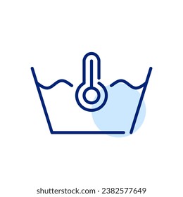 Setting temperature for washing clothes. Laundry instructions label. Pixel perfect icon