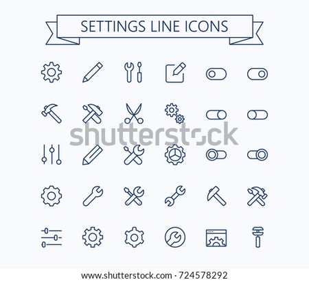 Setting  thin line mini icons set. 24x24 Grid. Pixel Perfect.Editable stroke.